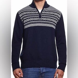Weatherproof Vintage Pullover Sweater Navy Blue 1/4 Zip Mens Large Preppy Casual